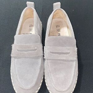 PROJECT CLOUD WO SIZE 8 Gray Leather Suede Loafers Stitched Accent clean‎
